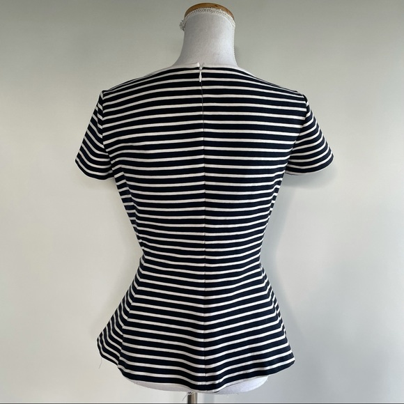 Theory Striped Peplum Top - sz 6 - Picture 2 of 6